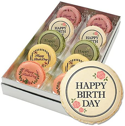 Happy Birthday /assorted macarons 10ps / flowers